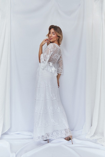 Vestido Novia Largo Mangas 3/4 Campana Voladosescote Corazon | Envío gratis Vestido Novia Largo Mangas 3/4 Campana Voladosescote Corazon | Envío gratis