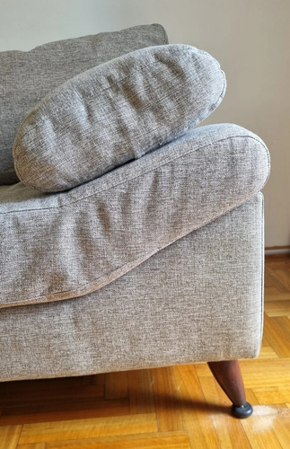 Sillón 3 Cuerpos, Almohadones Forrados Desmontables. Usado! Gris Liso (Usado)