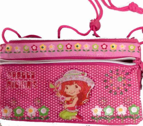 Bolso Para Niña De Tres Bolsillos Con Cierre  De Fresita .