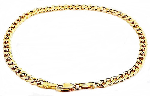 Pulseira Masculina Groumet Fecho Mosquetão 19cm 2.9g De Ouro