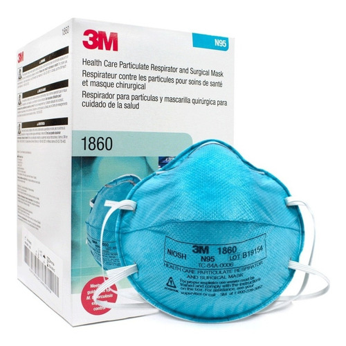 Imagen 1 de 1 de Mascarilla Barbijo 3m 1860 N95 Copa Adulto Grande X 20 Unid