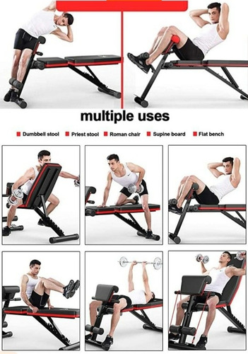 Banca Para Abdominales Multiuso +2 Ligas +soporte De Plancha