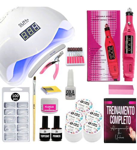 Kit Unhas Gel Uv Acrigel Mini Lixa Eletrica Cabine Uv 36w N