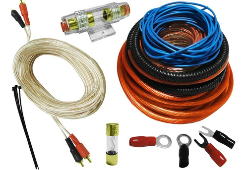 Imagen 1 de 3 de Kit De Cables 8 Gauges Para Potencias De 2500w Boss Taramps