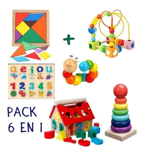 Juguetes Didácticos De Madera Niños/bebe Estimulación Set 6