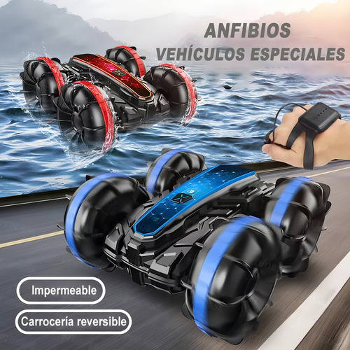 Juguete Coche Anfibio RC-03J Con Doble Lado De Conducción 360° Color Rojo PTHORSE