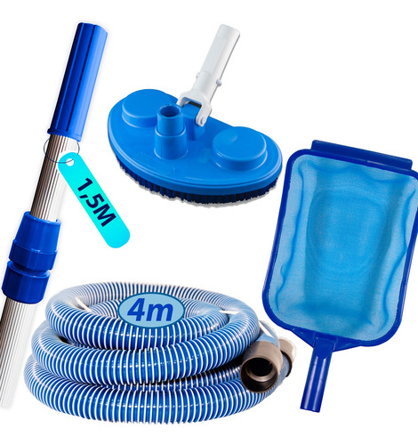 Kit De Limpeza Piscina Inflável Mangueira 4m Aspirador Cabo