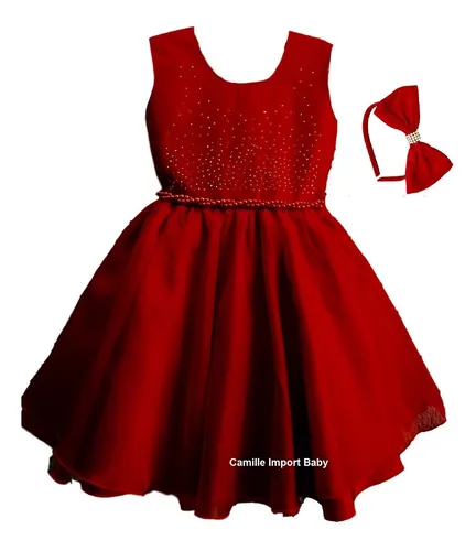 Vestido Infantil Vermelho Formatura Daminha Natal Princesa