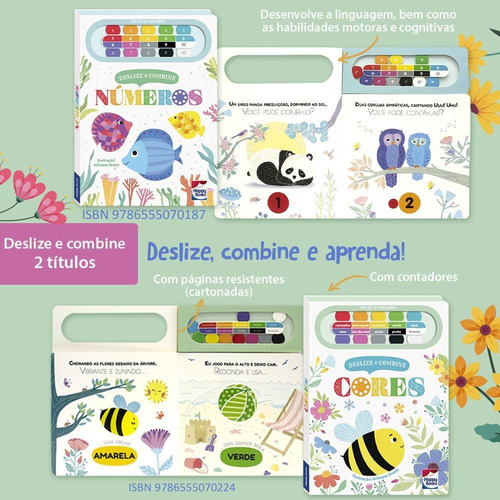 Deslize e combine: Números, de Autumn Publishing. Editorial Happy Books, capa dura em português, 2022