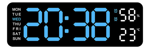 Reloj De Pared Led Reloj Despertador Azul Claro Negro