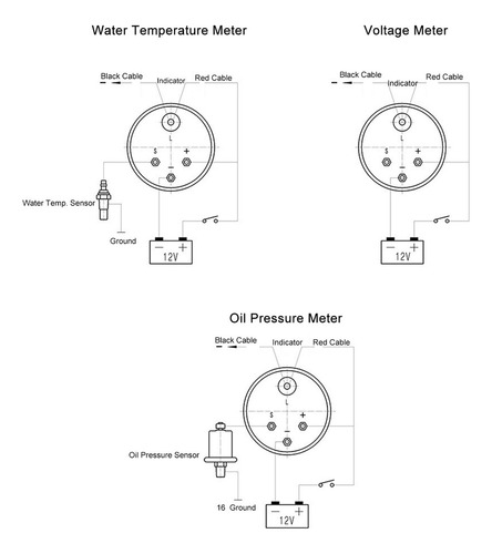 Medidor De Pressão De Óleo De Medidor Triplo 3-em-1 Volt Med