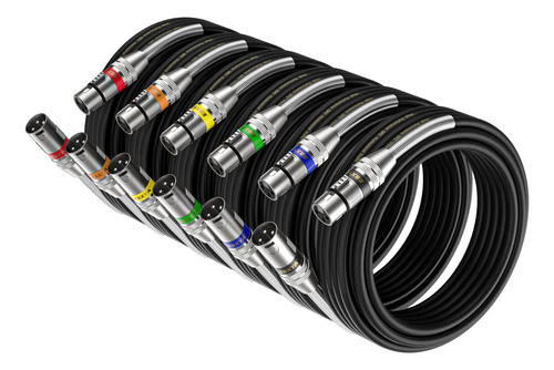 Ebxya Xlr Cables De 25 Pies, 6 Paquetes, Xlr Macho A Hembra