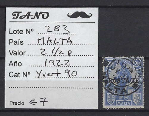 Lote283 Malta 2 1/2 Pence Año 1922 Yvert#90