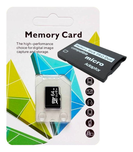 Cartão Micro Sd Sdxc 64gb + Adaptador Memory Stick Pro Duo