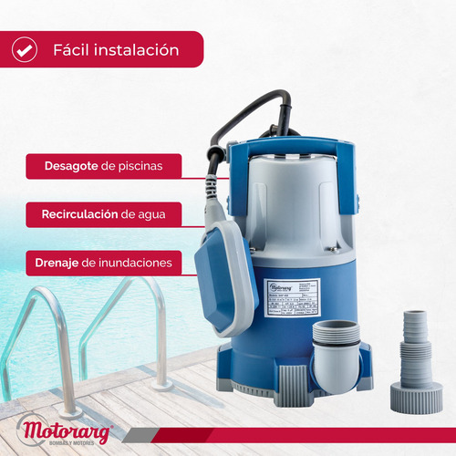 Imagen 4 de 10 de Bomba Desagote Agua Limpia Motorarg Sap 0.5 Hp