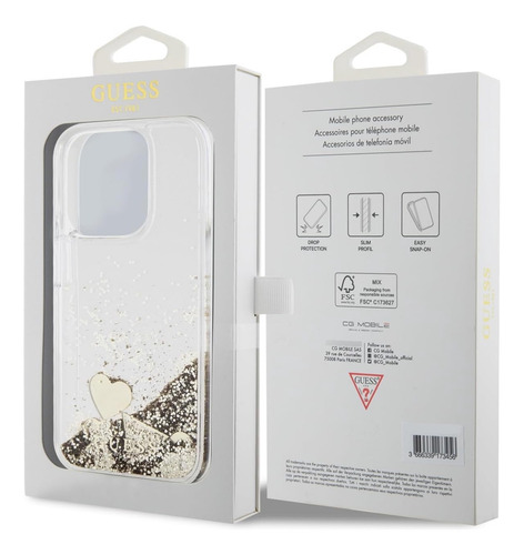 Funda Para Iphone 15 Pro Max Guess Glitter Brillos Original Transparente