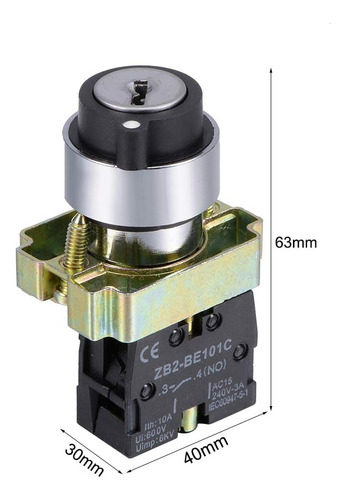 Uxcell 1pcs 22 Mm 2 Clave De Posición Interruptor De Botón