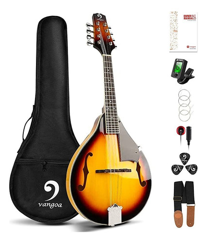 Vangoa A Style Mandolina Instrumento Musical Sunburst, 8 Cu.