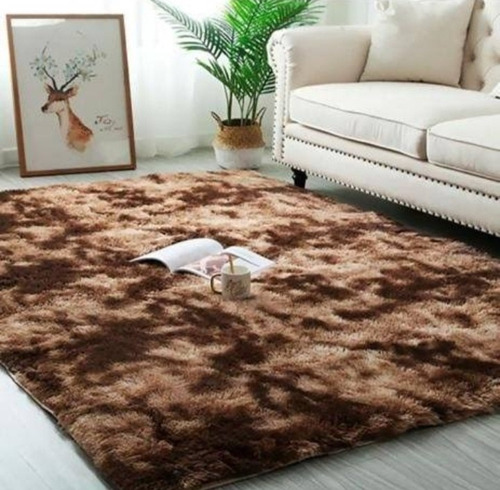 Tapete Sala Quarto 2,40 X 2,00 Peludo Felpudo Shaggy Luxo Cor Marron Mesclado