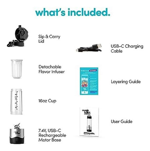 Licuadora Portátil Magic Bullet Mbpbplata, 16 Oz