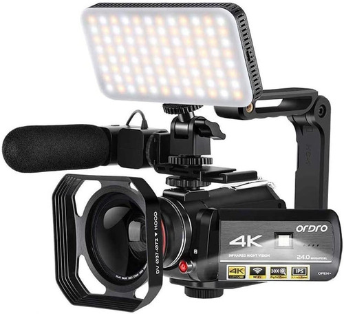 Videocámara 4k Ordro Ac3, 1080p 60fps, C/microfono Y Luz Led