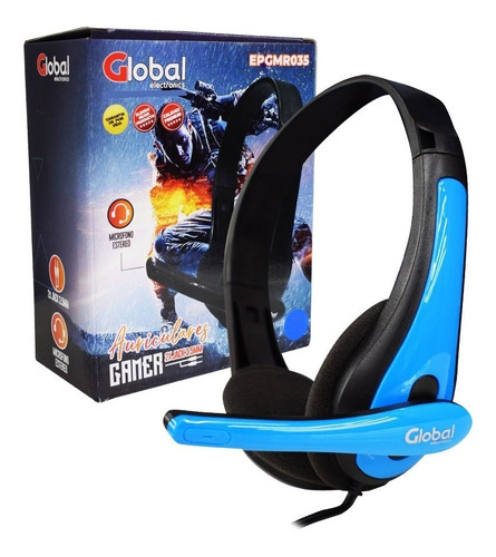 Auricular Epgmr035 Gaming Con Microfono Stereo Negro Y Azul