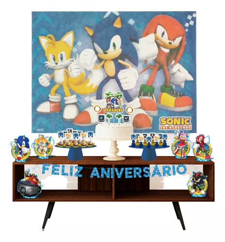 Enfeite Decorativo Grande de Mesa Festa Sonic 28x28cm - Ref 357010 Piffer -  CCS Decorações