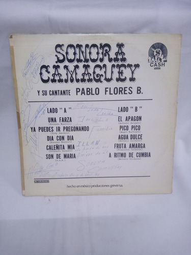 Lp Sonora Camaguey Y Su Cantante Pablo Flores B. Cumbia 1977 (Usado)