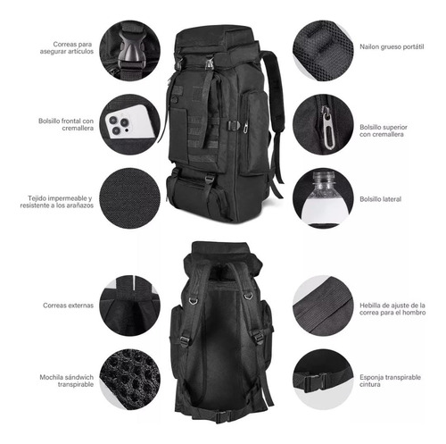 Mochila De 80 Litros, Bolsa Para Acampar, Campismo, Caminata