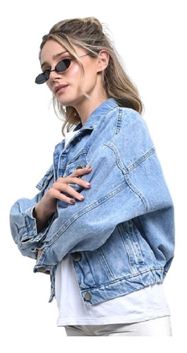 Campera Rígida De Jean Mujer Boyfriend Oversize Vintage 