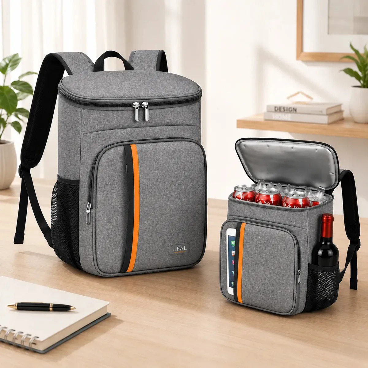 Mochila Térmica Bolsa Termica Viagem Espaçosa Bag Comida Trabalho Bebida Com Alça Cooler Praia Passeio Cinza Marmita Bebidas Grande Isotérmica Lancheira Litros Impermeável Premium Lfal