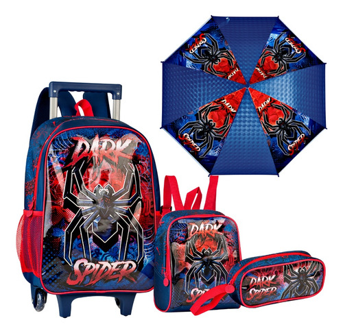 Kit Escolar Infantil Completo 4 Itens Dark Spider Clio Style