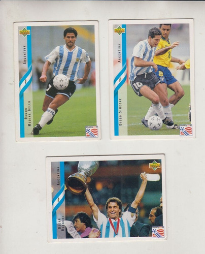 Mundial Futbol 1994 3 Tarjetas Cracks Seleccion Argentina