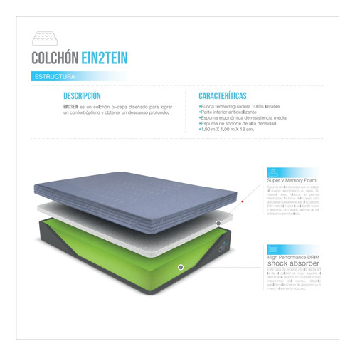 Colchón En Caja Drim Ein2tein, Espuma Memory Foam, King Size