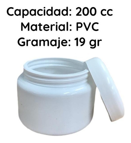 Imagen 6 de 10 de Potes Plasticos 200 Cc Redondo Blanco Pvc X 150 Un.