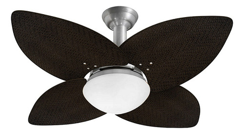 Ventilador De Teto Jet Aspen Venti-delta 4 Pás Rattan Tabaco Cor Da Estrutura Prata Diâmetro 120 Cm Frequência 60hz Material Das Pás Mdf Rattan 110v