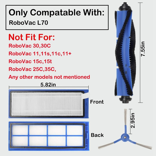 Kit De Piezas De Repuesto Para Eufy Robovac L70 Hybrid Robot