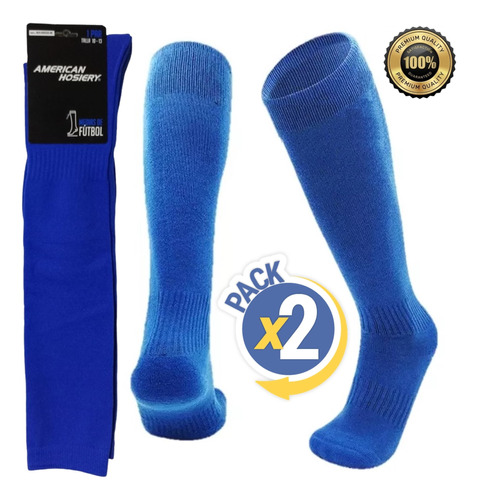 Pack 2 Pares De Medias De Futbol Color Azul Rey Talla 10-13