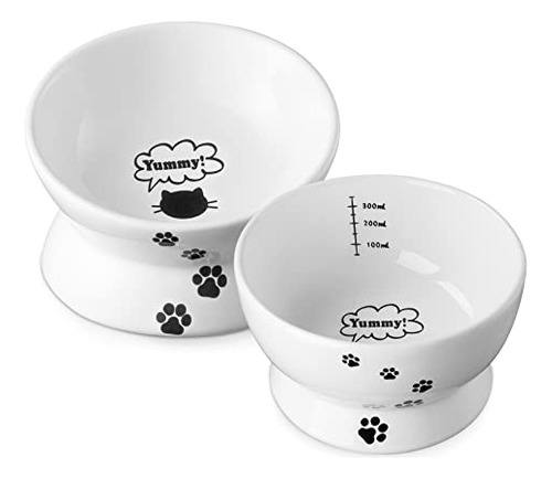 Y Yhy Juego De Cuencos Elevados Para Comida Para Gatos, Cera