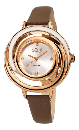 Reloj Mujer Burgi Bur210tp Cuarzo 36mm Pulso Marron En Cuero