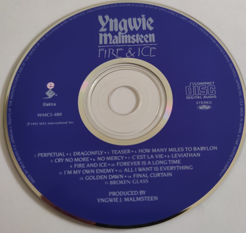Ingwie Malmsteen Cd Fire & Ice Made In Japan Impecável