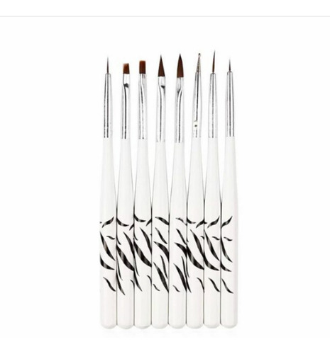 Set De 8 Pinceles Zebra Para Decorar Uñas Acrilicas Nuevos