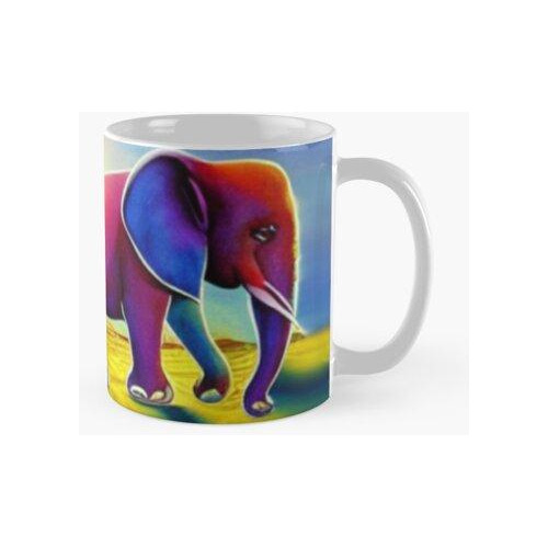 Taza Vibrante Familia De Elefantes Africanos Madre Savannah 