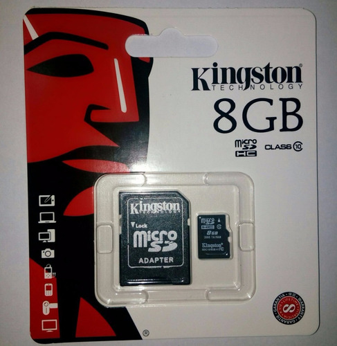 Memoria Micro Sd 8 Gb Kingston Clase 10 + Adaptador Sd