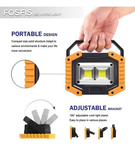 Luz De Trabajo Led Recargable 30w - Portátil Y