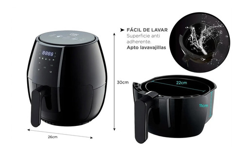Imagen 3 de 8 de Freidora Sin Aceite Digital Gadnic - 4 Lts - 1400w