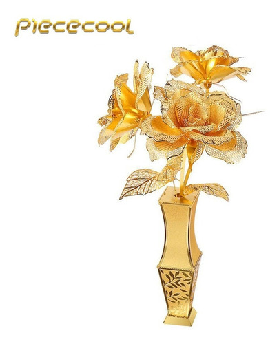 Imagen 1 de 8 de Piececool Maqueta 3d Metálica Golden Rose P050-g Hermosa