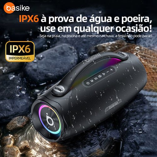 Caixa De Som 100w Portátil Bluetooth Ipx6 Tws Com Rgb, Caixa De Som Bluetooth Sem Fio Com Som Estéreo Hd 10000mah, Reprodução Viva-voz, Subwoofer Com Porta Aux/tf/usb/microfone De 3,5 Mm,preto