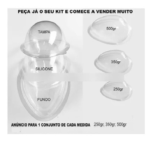 3 Formas  Silicone Ovo De Pascoa 3 Tamanhos  250, 350 500 Gr