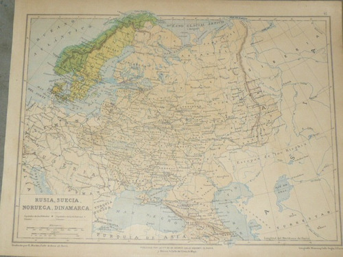 Mapa Antiguo De Suecia,rusia,noruega,dinamarca